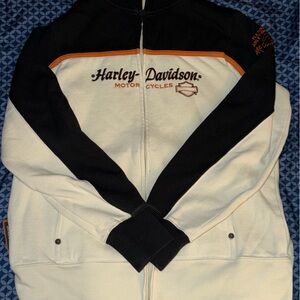 Harley-Davidson Black and Cream Jacket with Orange Trim